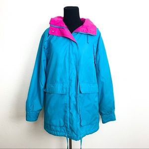 Vintage 80s Bright Color  Insulated Parka Jacket L